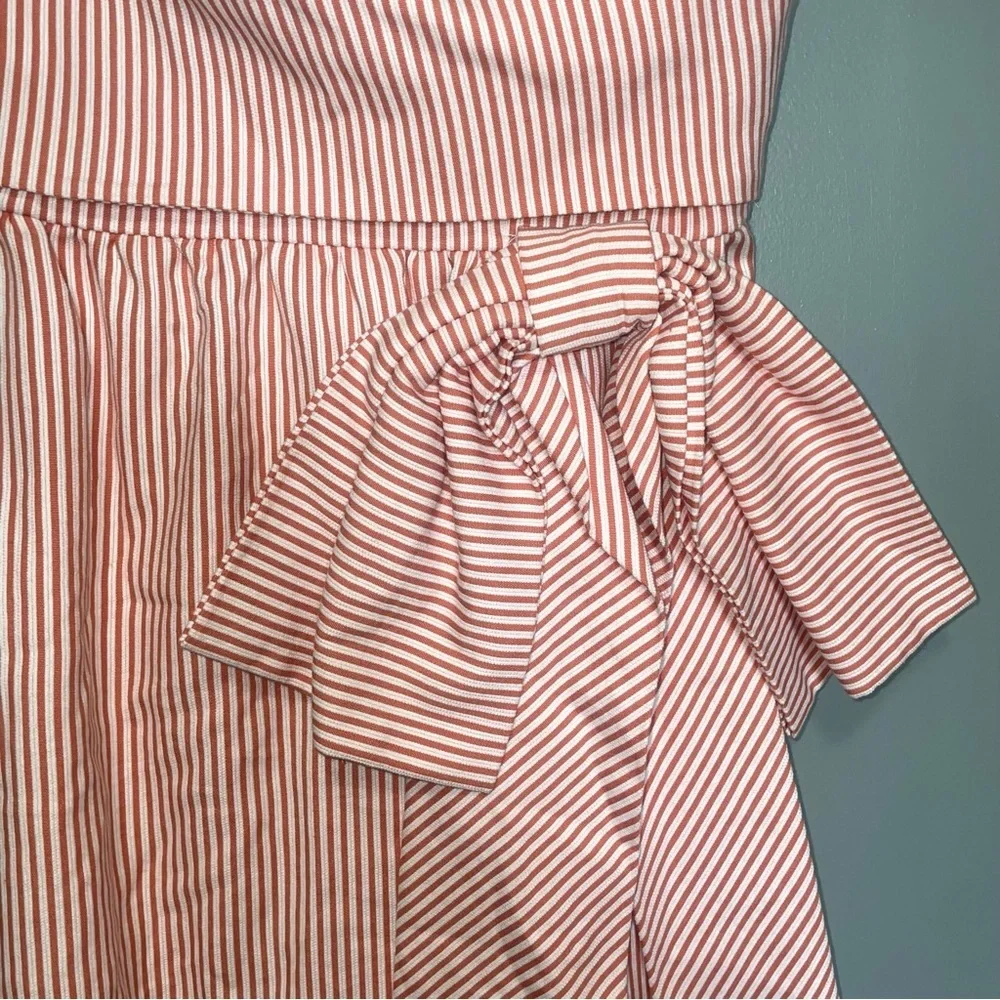 Judith March Orange and White Seersucker Strapless Dress Medium - Picture 4 of 10